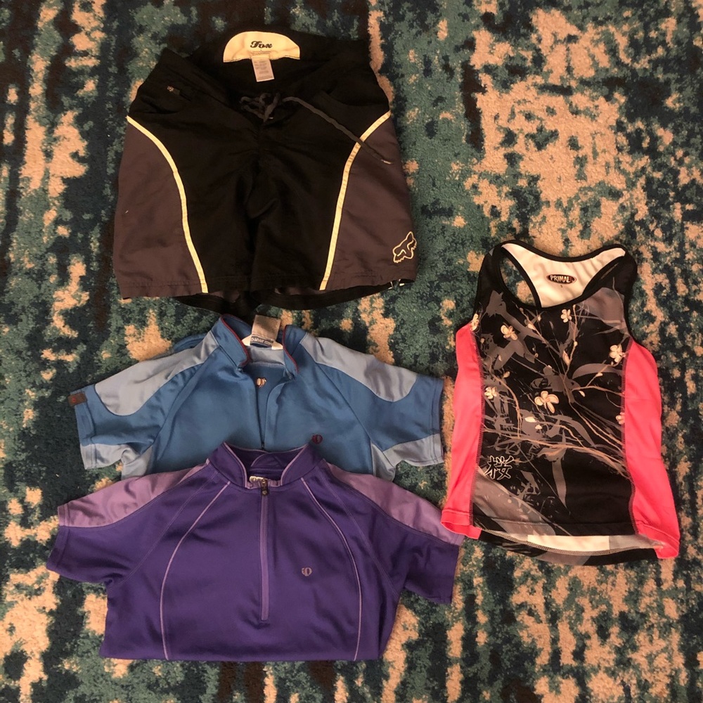 Biking Shirts (3) and Shorts (1) ALL SIZE S